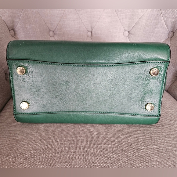 Michael Kors Hamilton Traveler Green Leather Satchel Bag - Picture 11 of 17